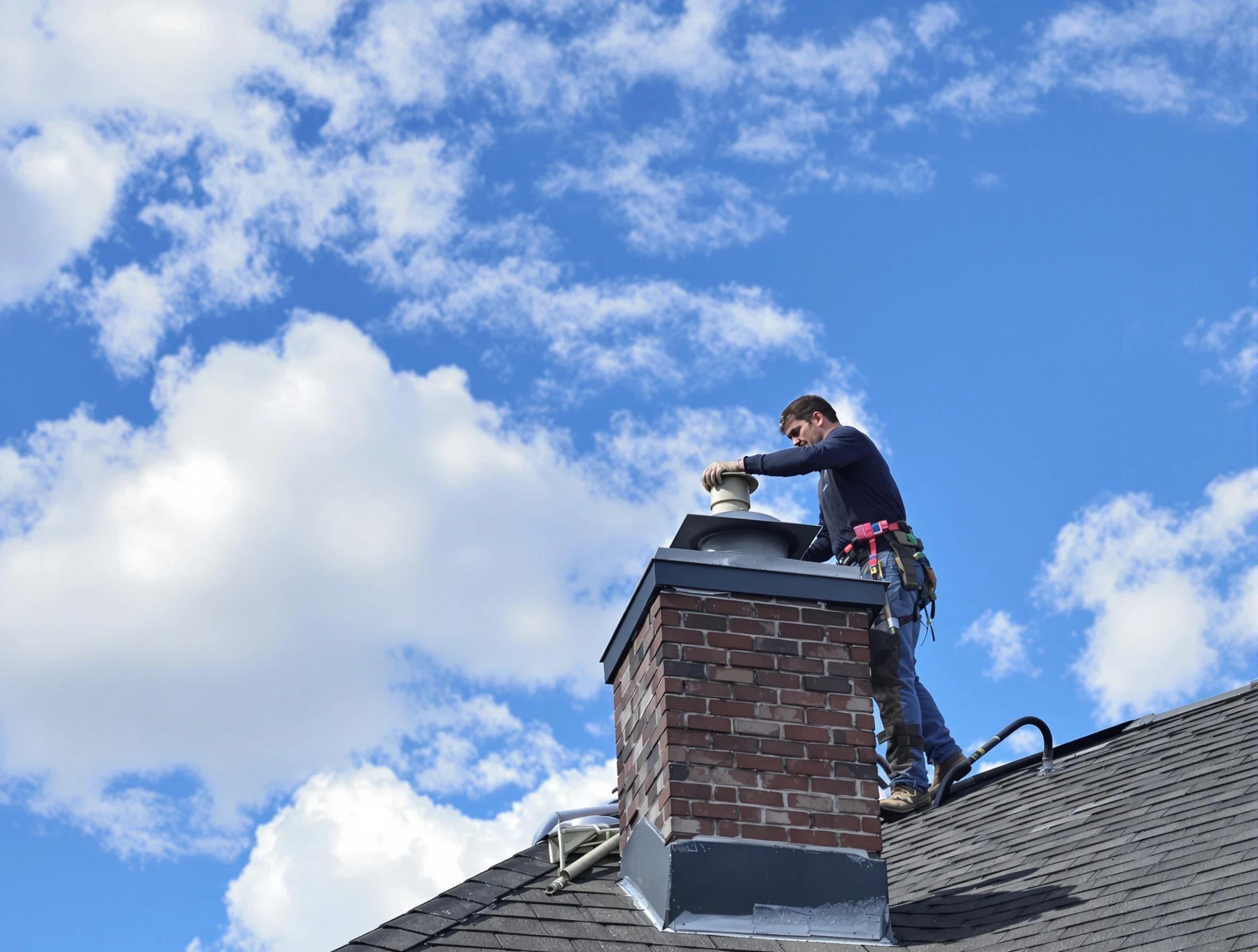 Taunton Chimney Sweep installing a sturdy chimney cap in Taunton, MA