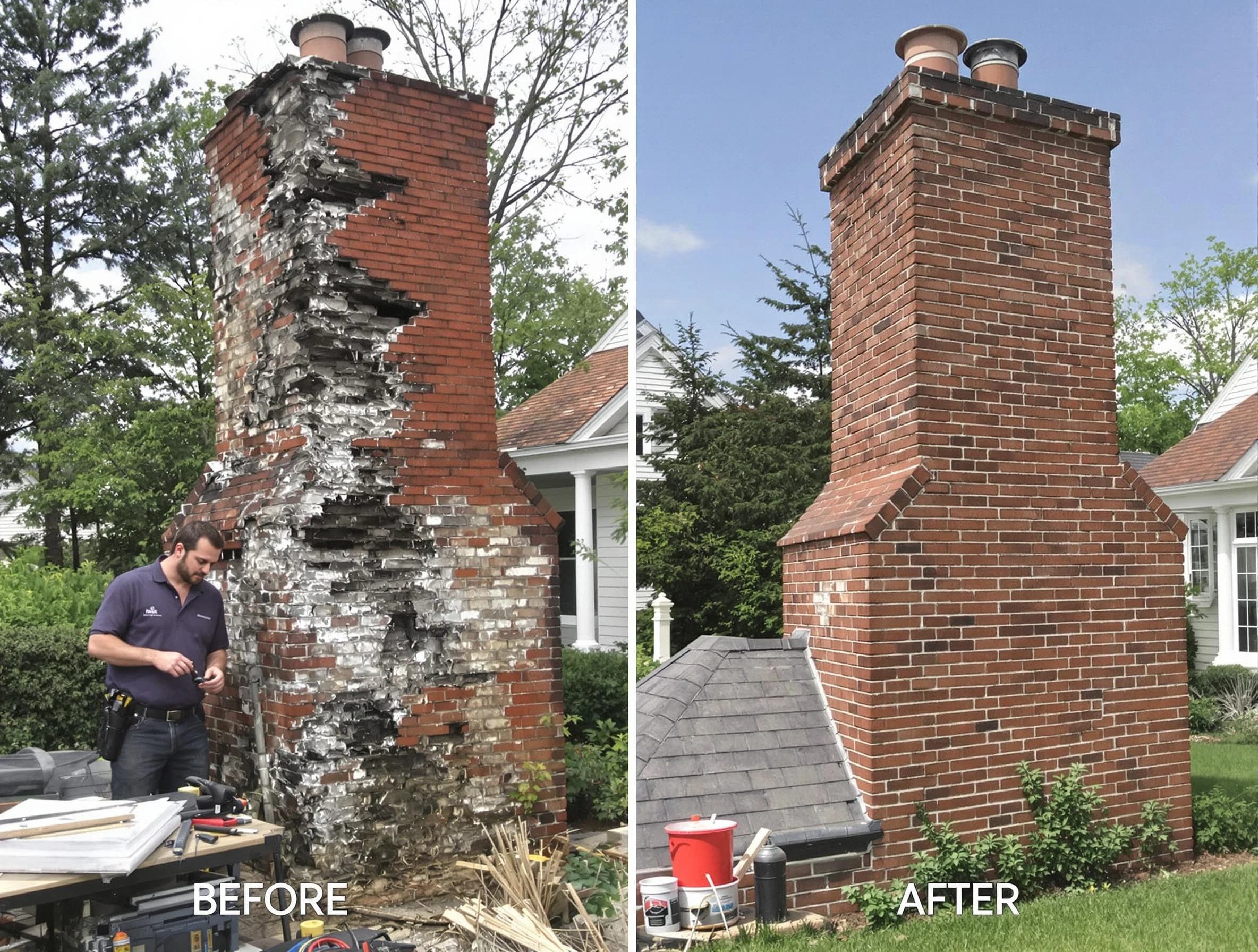 Taunton Chimney Sweep performing a full chimney restoration in Taunton, MA