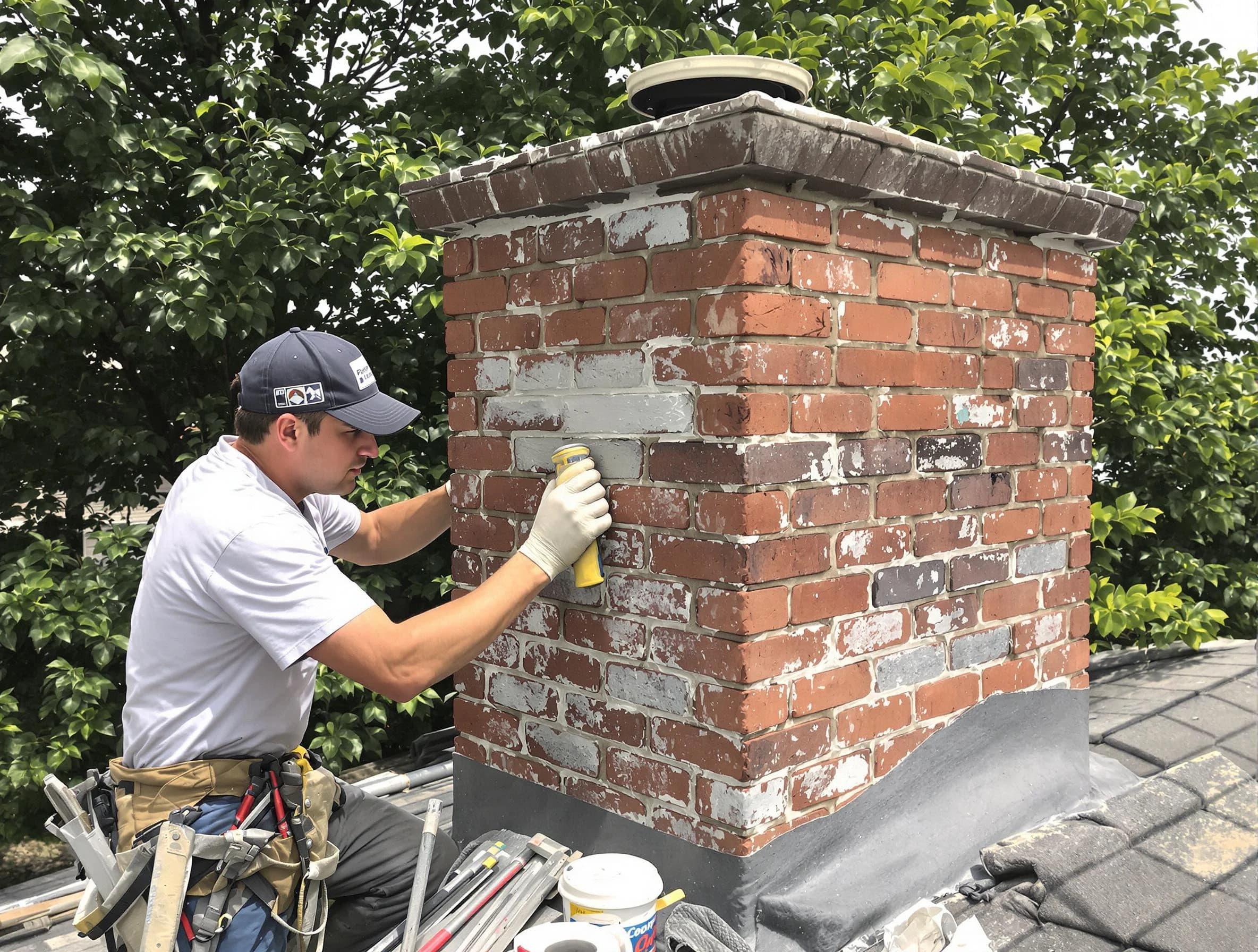 Taunton Chimney Sweep restoring an aging chimney in Taunton, MA