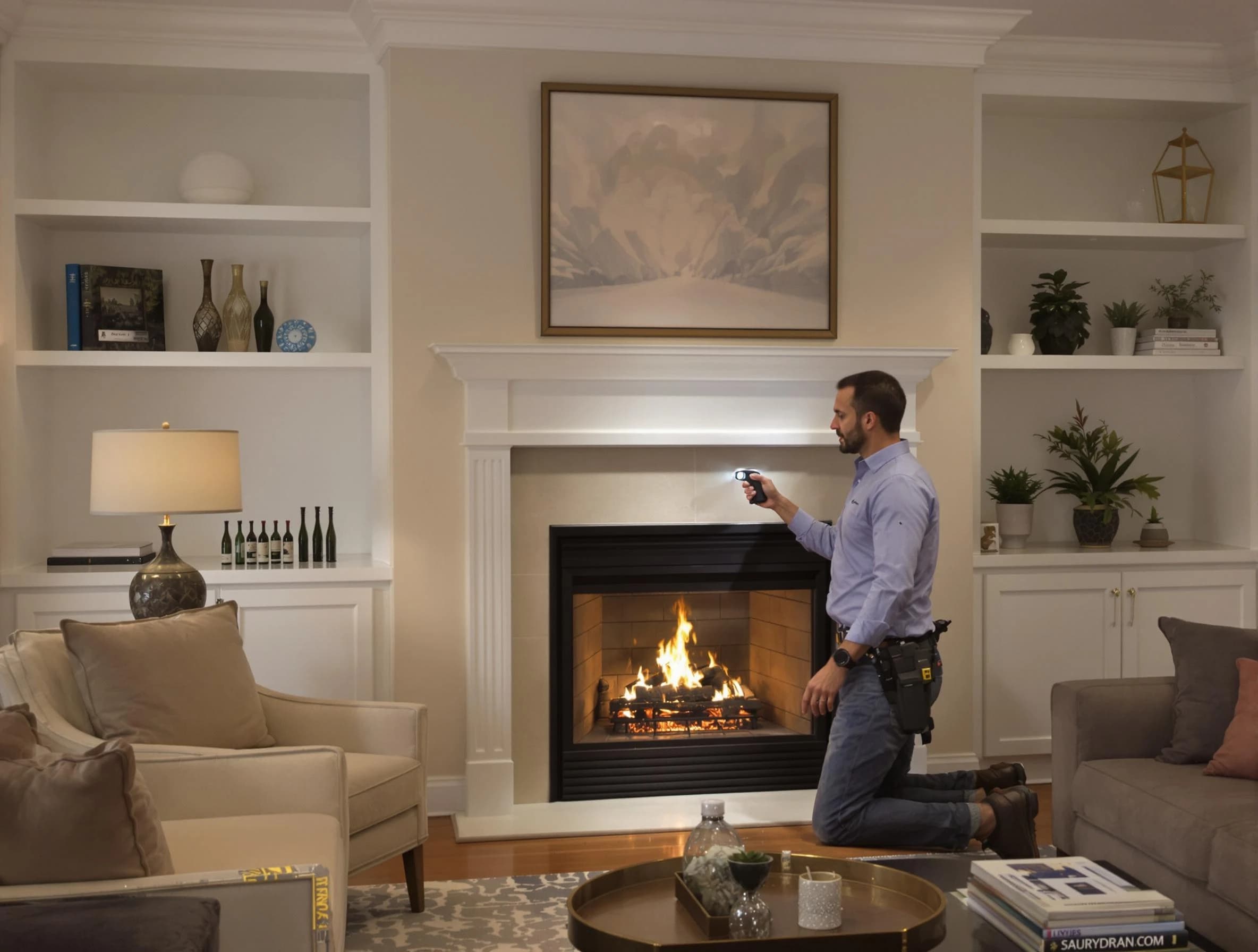 Taunton Chimney Sweep conducting a fireplace safety inspection in Taunton, MA