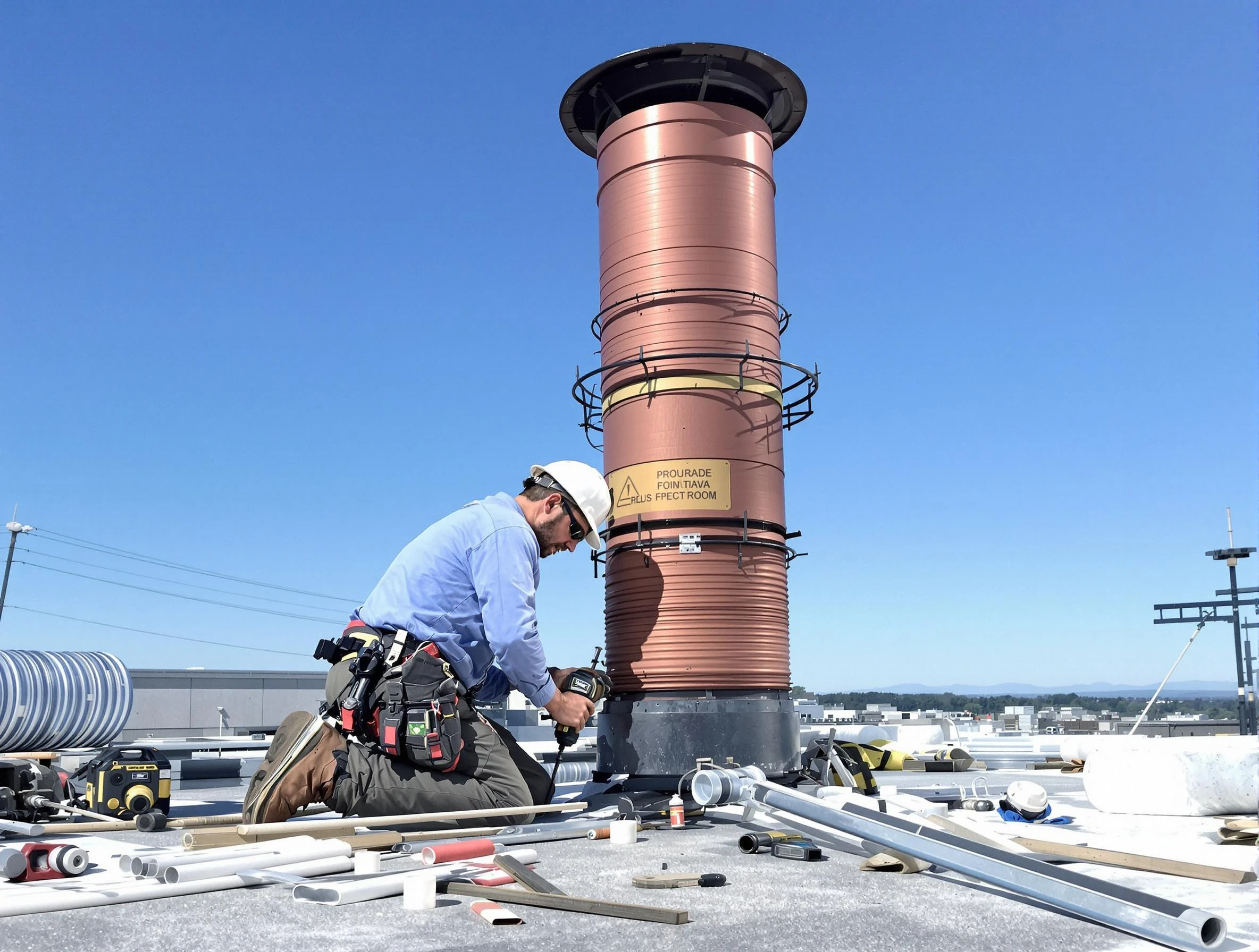 Installed chimney liner by Taunton Chimney Sweep in Taunton, MA