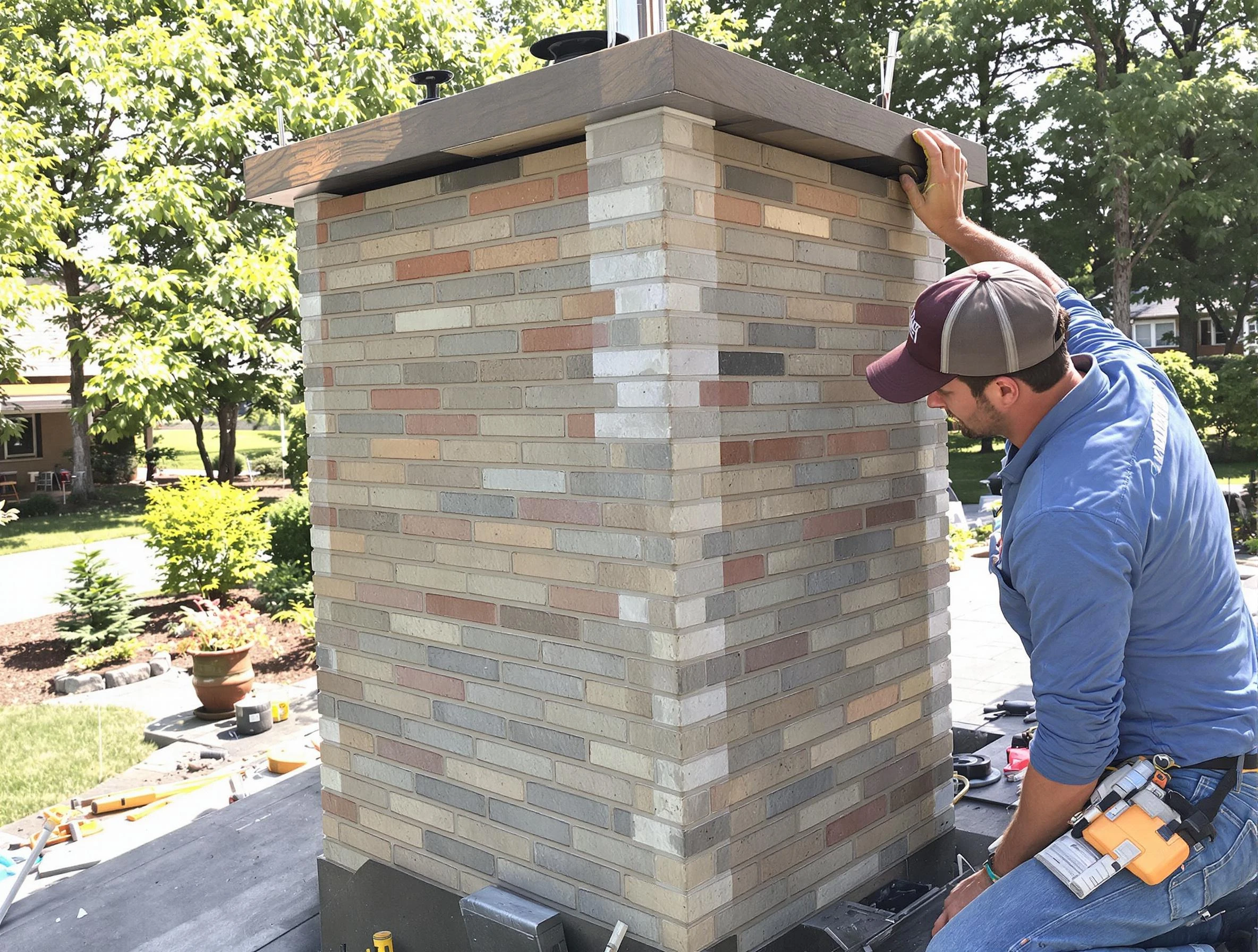 Taunton Chimney Sweep completing a modern chimney remodel in Taunton, MA