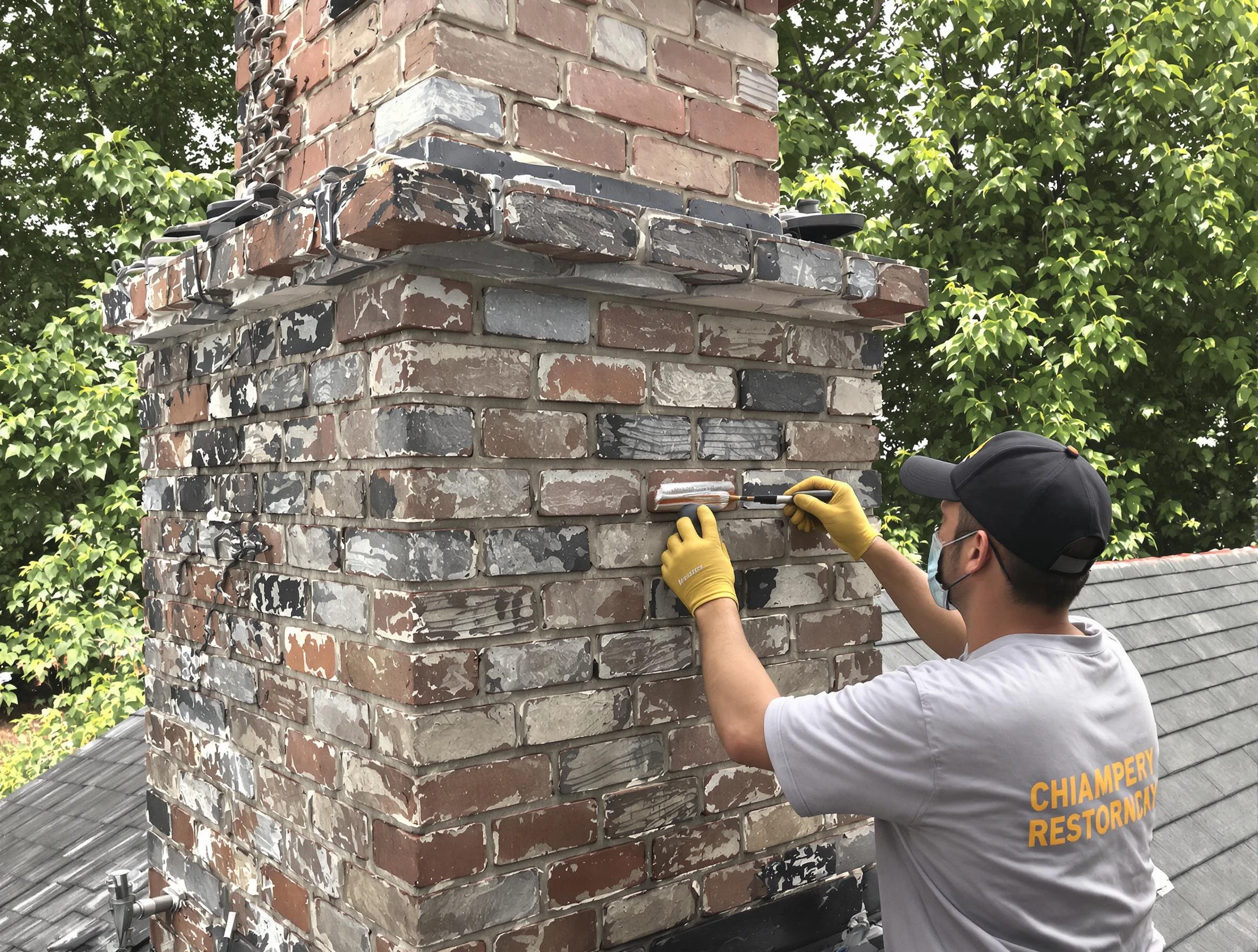 In-progress chimney restoration by Taunton Chimney Sweep in Taunton, MA